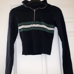 Brandy Melville Striped Collared Crop Top